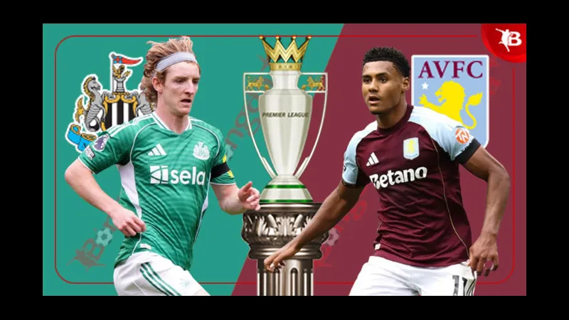 Cầu thủ Newcastle và Aston Villa đang tranh chấp bóng trên sân Cầu thủ Newcastle và Aston Villa đang tranh chấp bóng trên sân